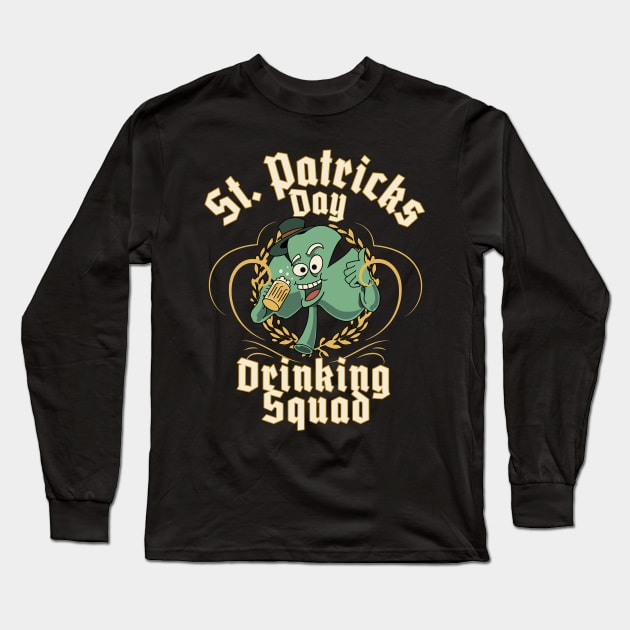 St Patrick's Day Drinking Squad Long Sleeve T-Shirt by Barts Arts